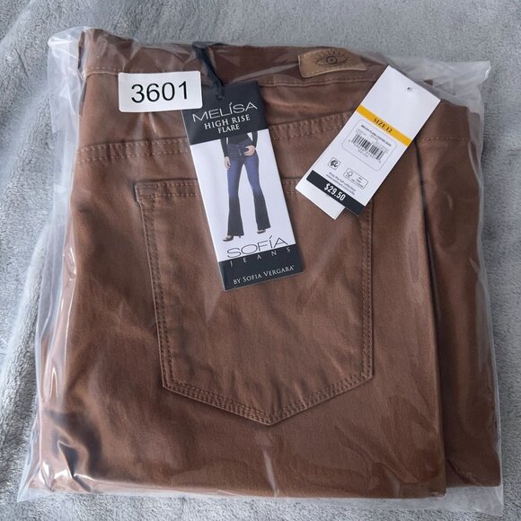 Sofia Vergara Melisa High Rise Flare Jeans Womens Size 12 Stretch Brown - Picture 12 of 12